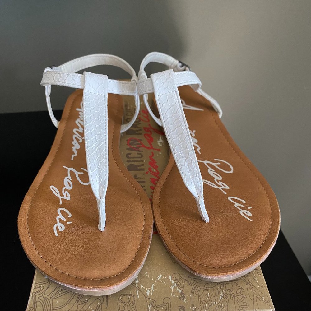 White flat sandals